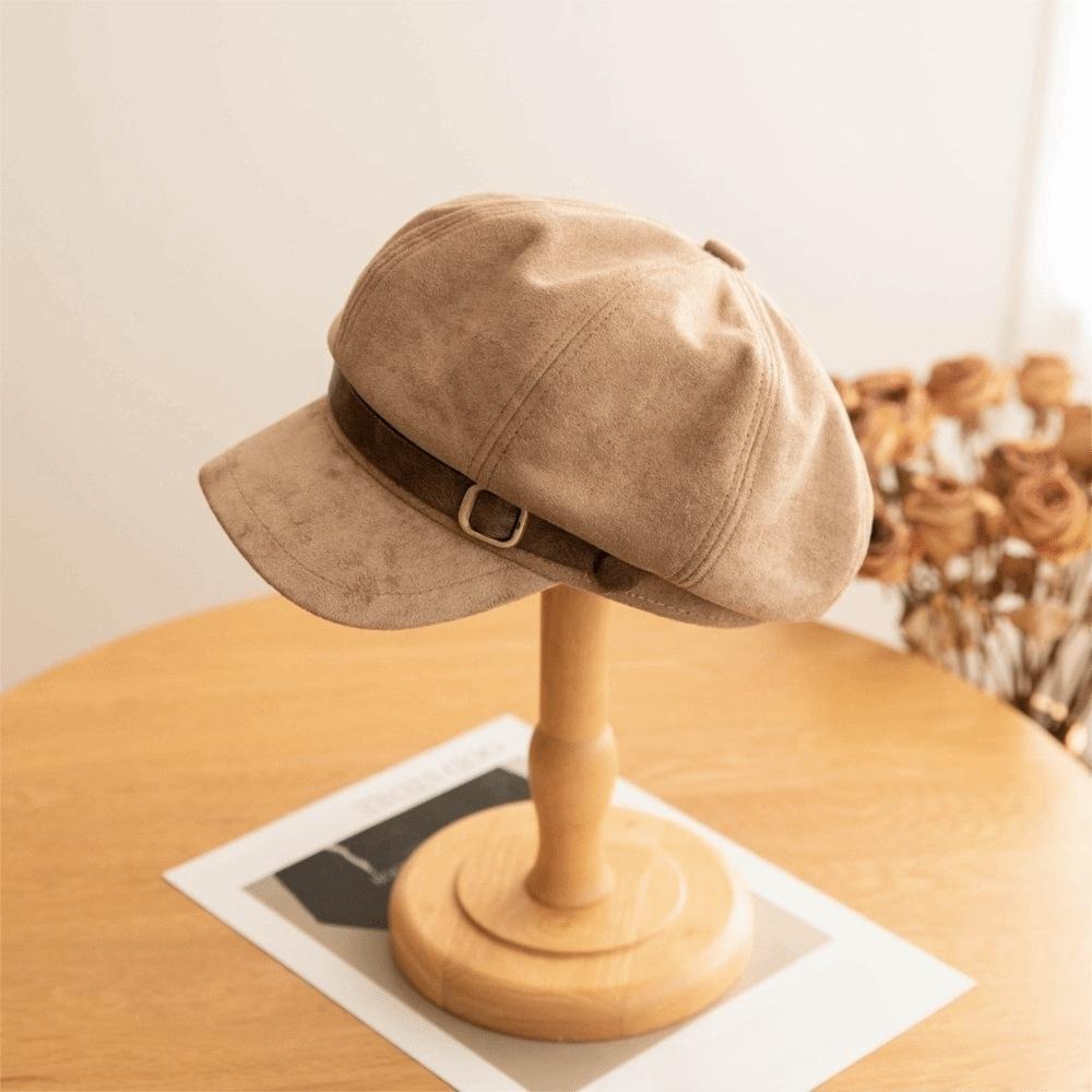 Flat Top Newsboy Hat Windproof Women Octagonal Hat Versatile Artist Hat  Girls