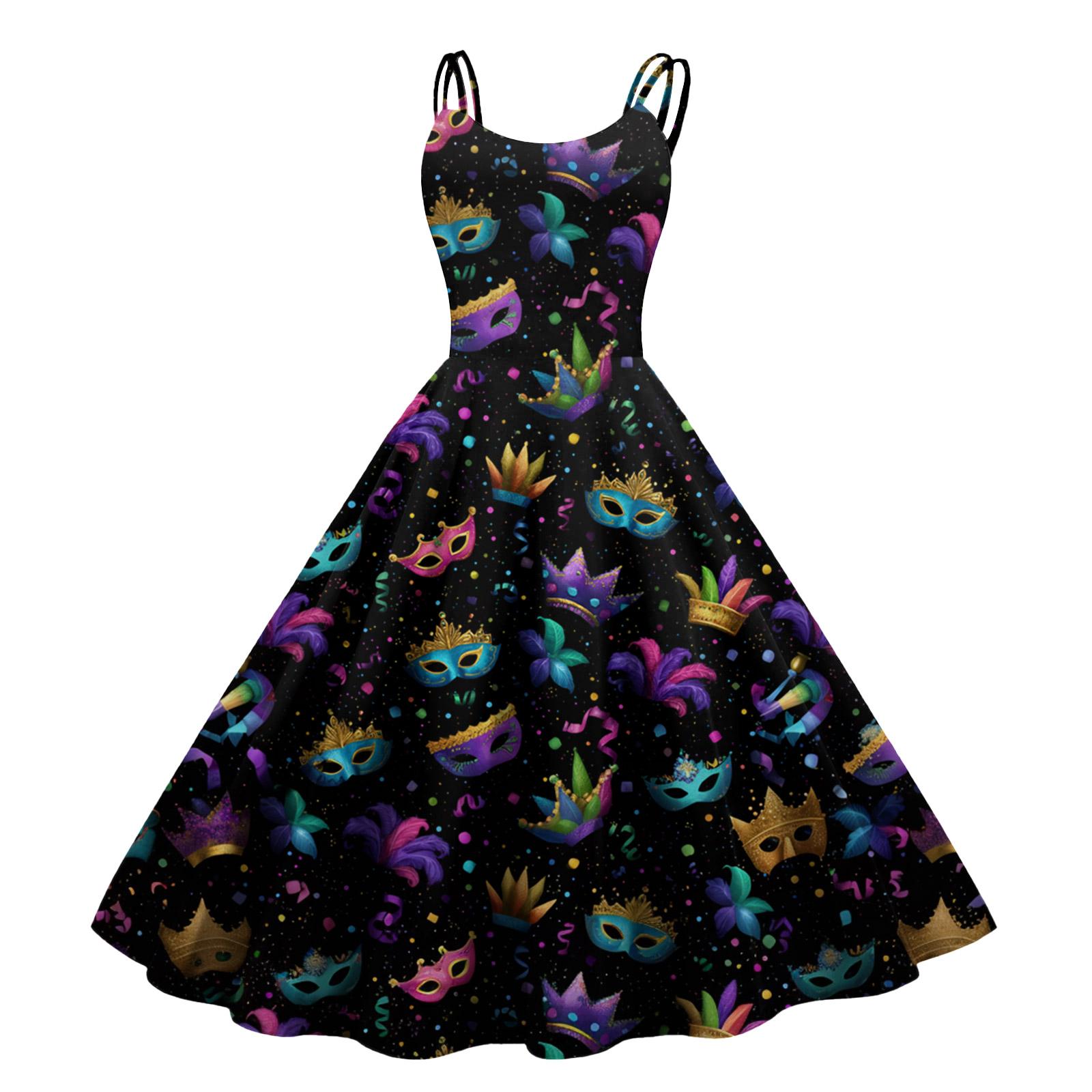 

Women s Halloween Print Sexy Off-The-Shoulder Punk Vintage Dress M чёрный