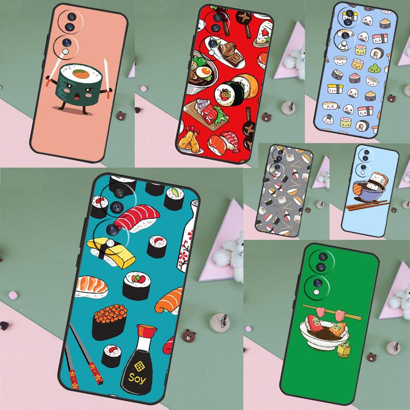Japanese Sushi Food Case For Honor Magic 7 5 6 8 Lite Honor 400 200 Pro 50 70 90 X8c X9a X9b X9c X9d Win RT Cover
