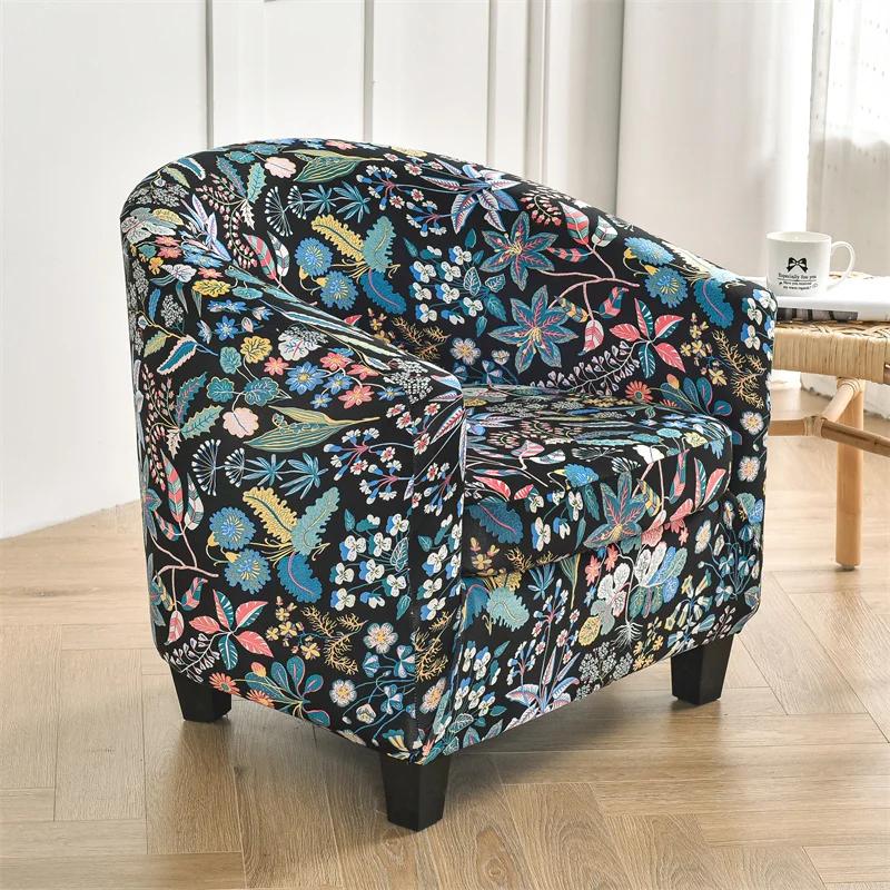 Floral Printed Single Sofa Couch Covers Club Bath Tub Armchairs Cover Stretch Lazy Boy Chair Slipcover Removable for Bar Counter