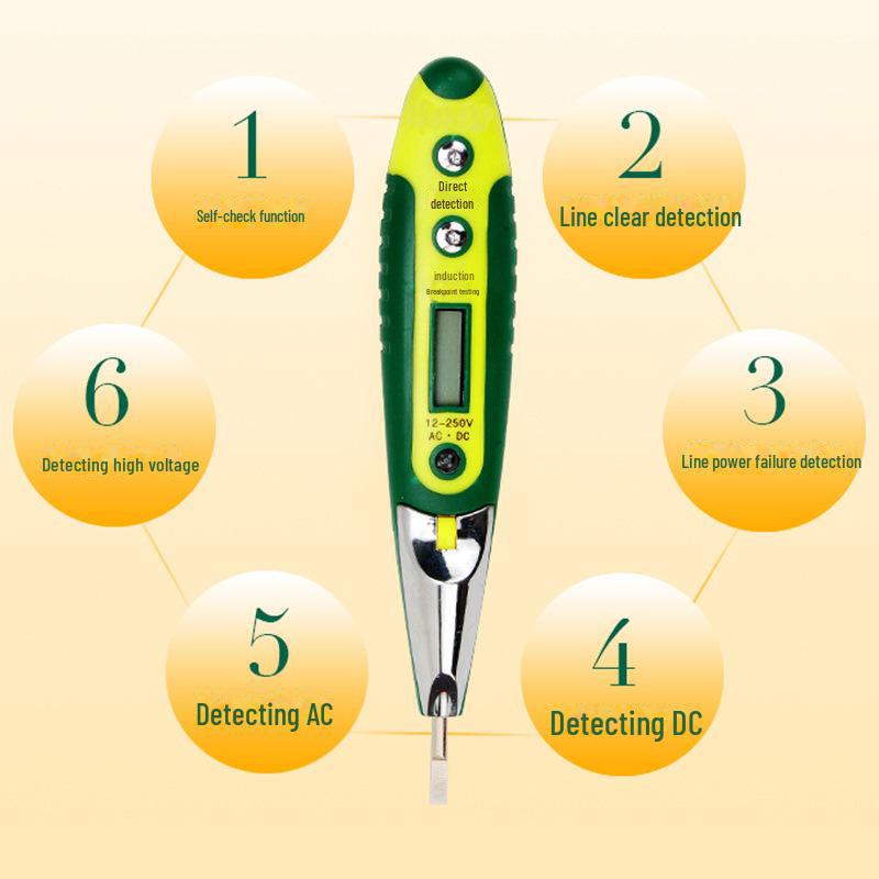 Multi-Function Digital Display Induction Test Pen with LED Light