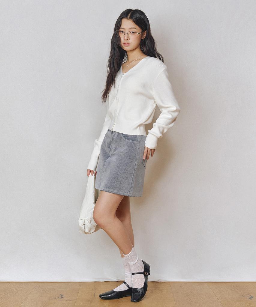 Deketeuumeon [Velvet Denim] Velvet Mini Skirt Dcsk007Fogblue