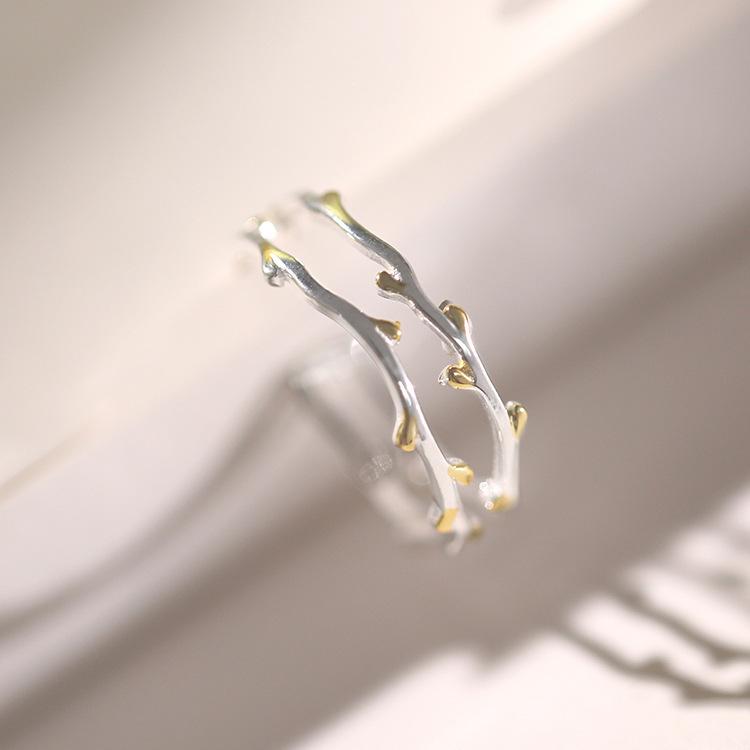 925 Silver Branch Ring For Women Jewelry Finger Adjustable Open Ring For Party Birthday Gift