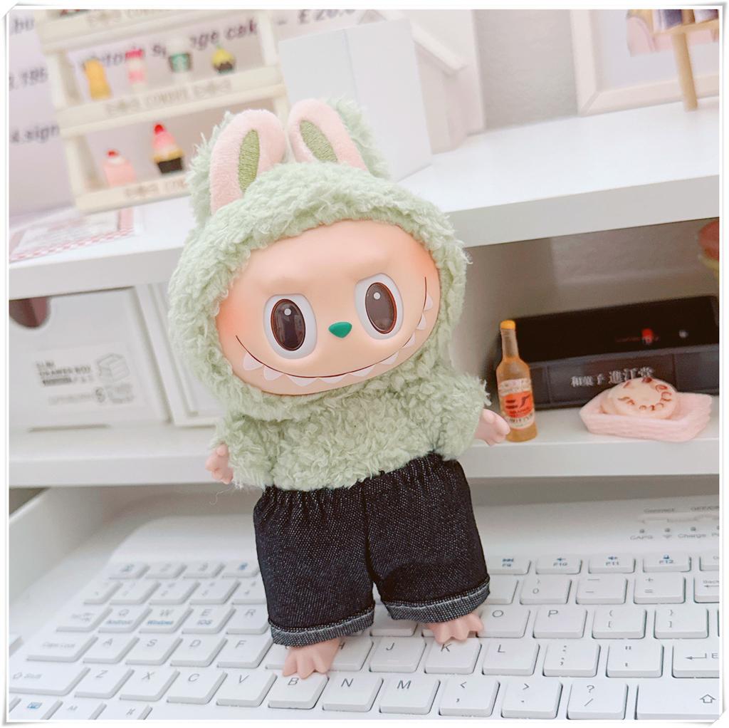 17cm Labubu Medvěd Ležérní Bunda Oblečky pro Panenky - Roztomilé Plyšové Svrchní Oblečení pro Pullip Blythe OB11 BJD, Kawaii Medvědí Kabát