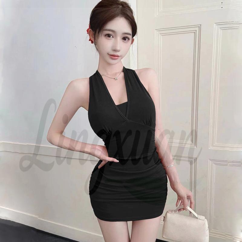 Socialite Chain Halter Backless Bodycon Evening Dress
