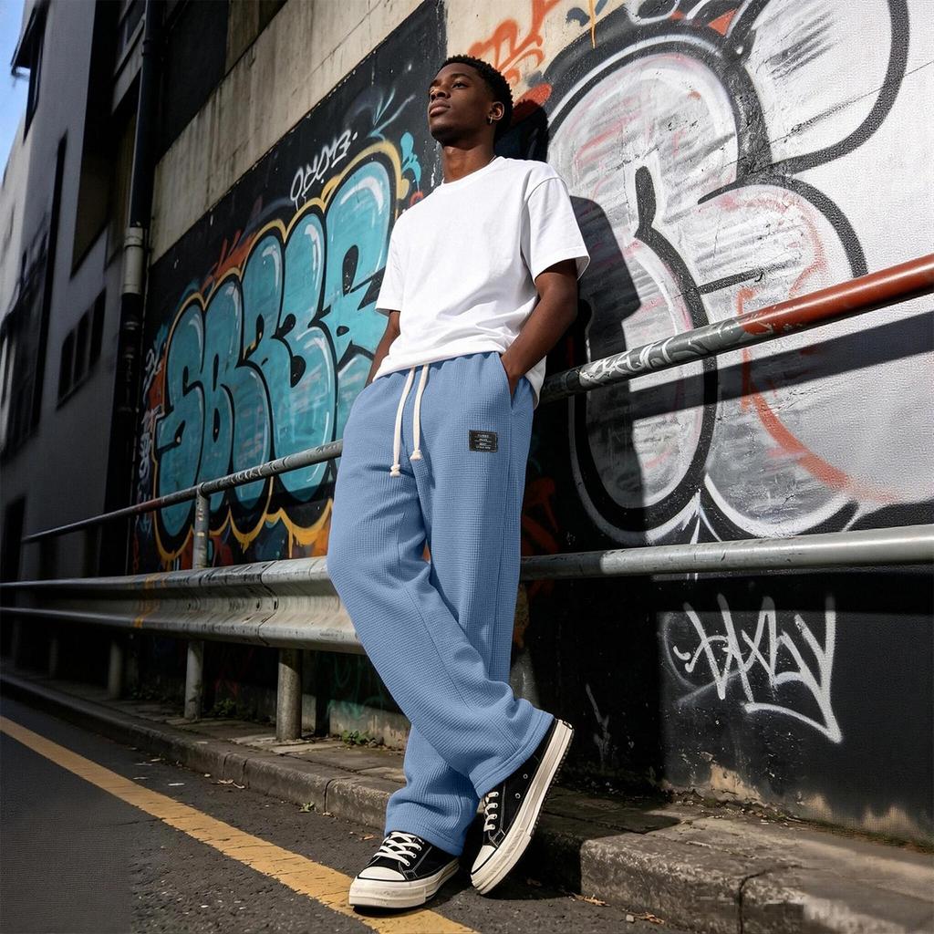 Men's Knit Pants Long Length Casual Trendy Versatile Trousers for Everyday Wear