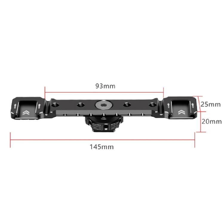 Cold Shoe Mount Bracket Aluminum Extension Bar Plate Double Hot Shoe Adapter for Microphone LED Video Light Stand