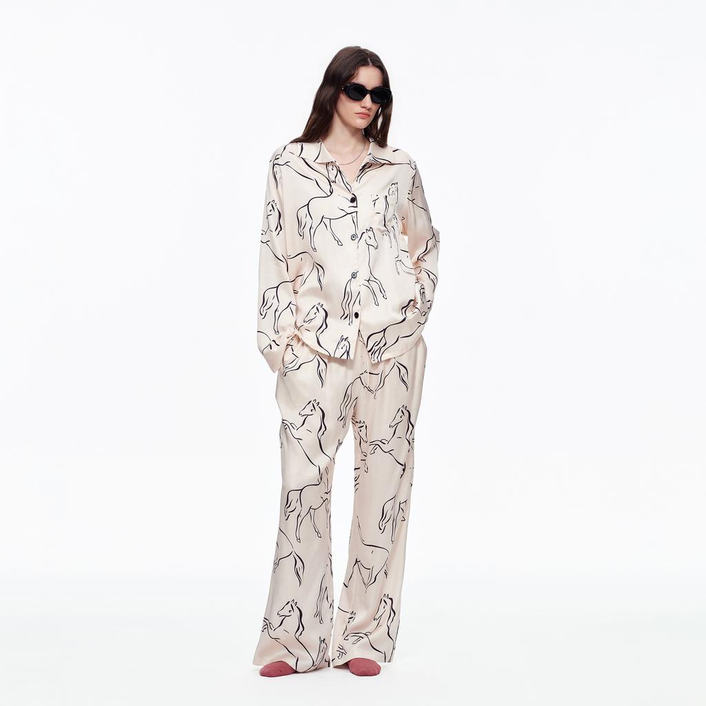 Pajamas custom-printed pajamas comfortable long-sleeved trousers set women's loungewear women's custom-made