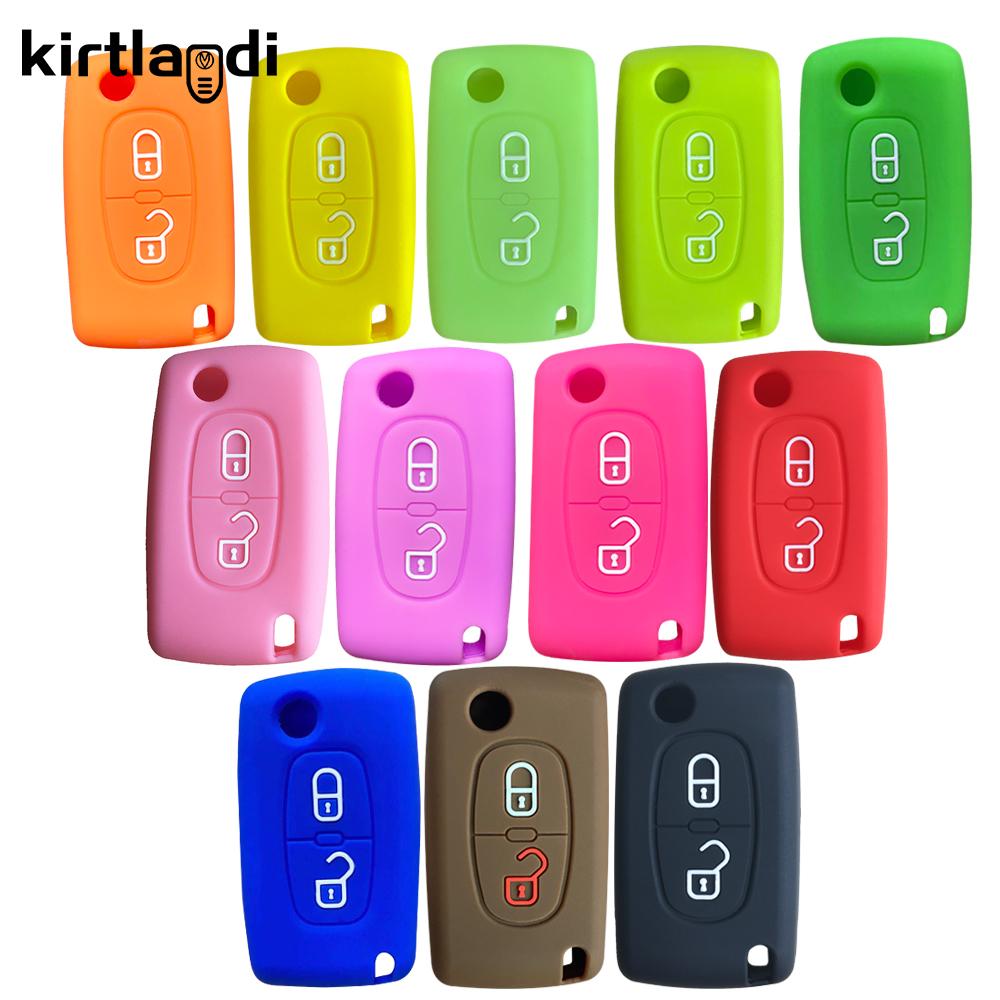 2 Button Key Case Cover for Citroen C-Crosser C3 C4 Picasso Berlingo Case for Peugeot Partner Tepee 207 307 308 407 Keychain