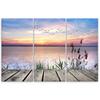 Three Piece Picture Canvas Print Footbridge Beach Sunset