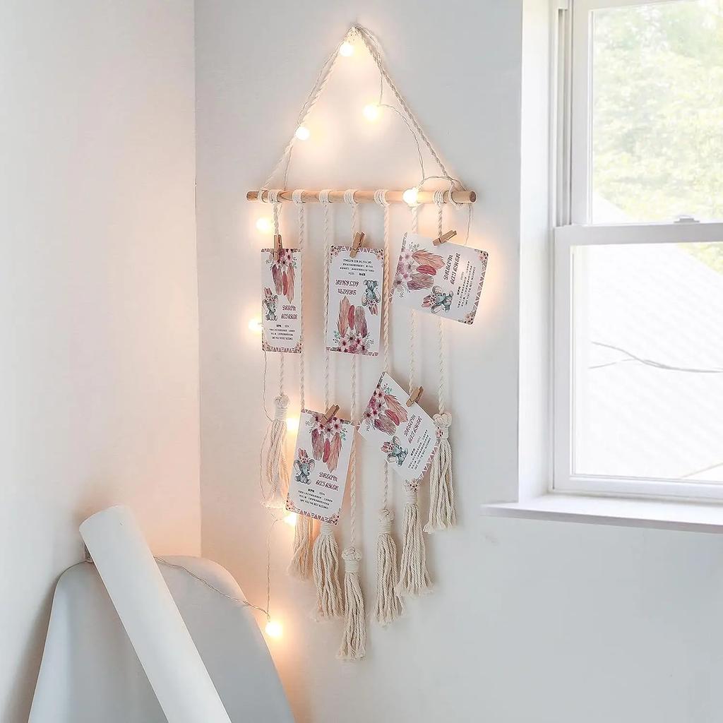 Wall Hanging Tapestry Home Wall Decoration DIY Photo Frame Postcards Storage Wall Handmade Bohemian Ethnic Chic Tassel Tapestry