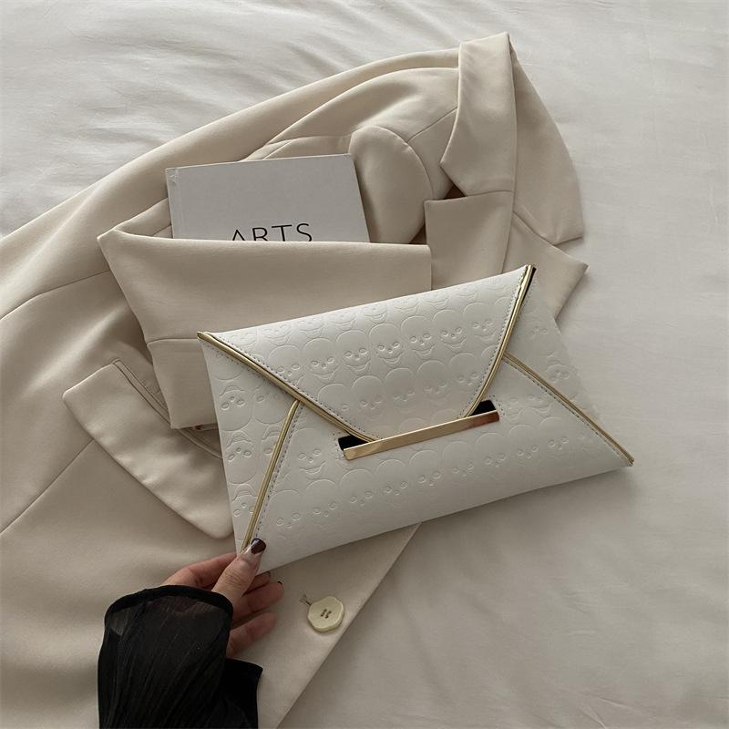 Сумка-конверт из лакированной кожи женская глянцевая деловая ультратонкая простая подмышечная сумка белый 1997₽