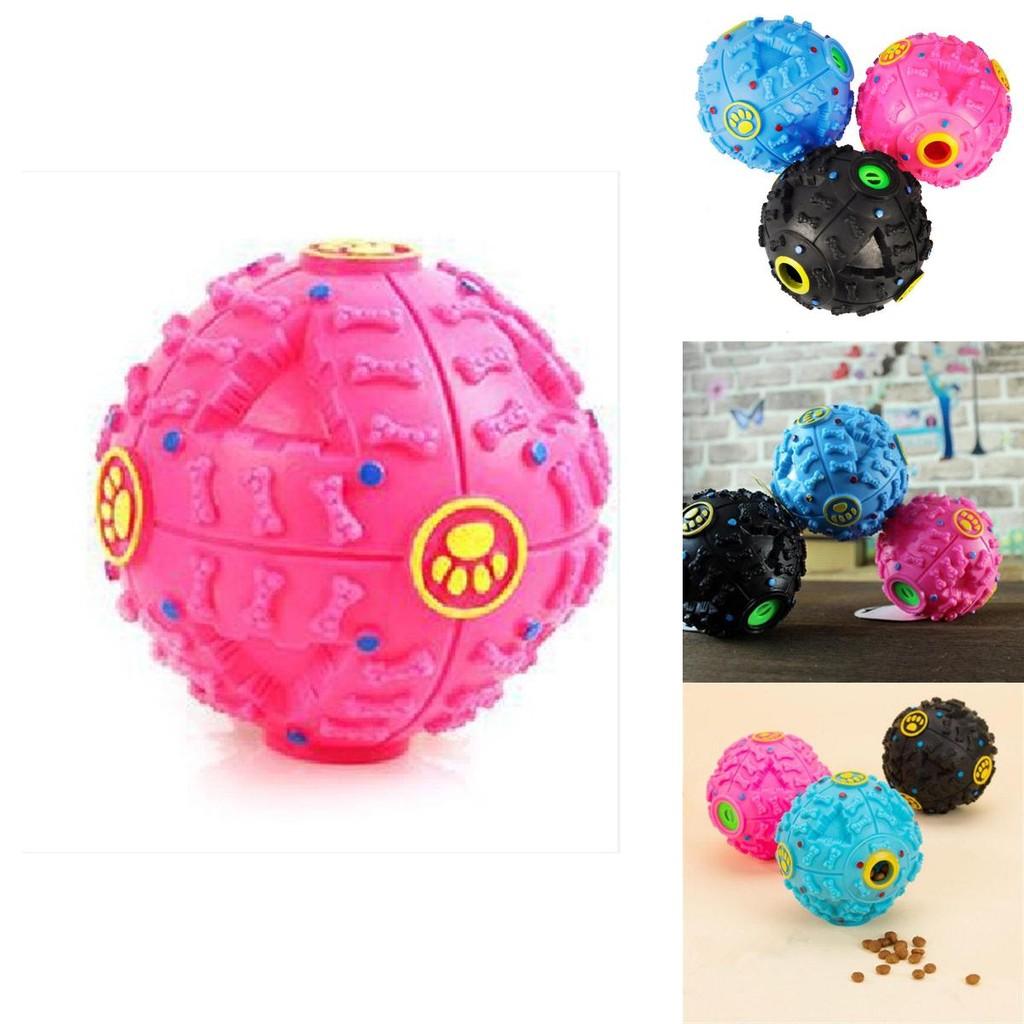 Durable Chew Resistant Dog Toy Enamel Rubber Squeak Ball With Treat Dispenser Puppy Training