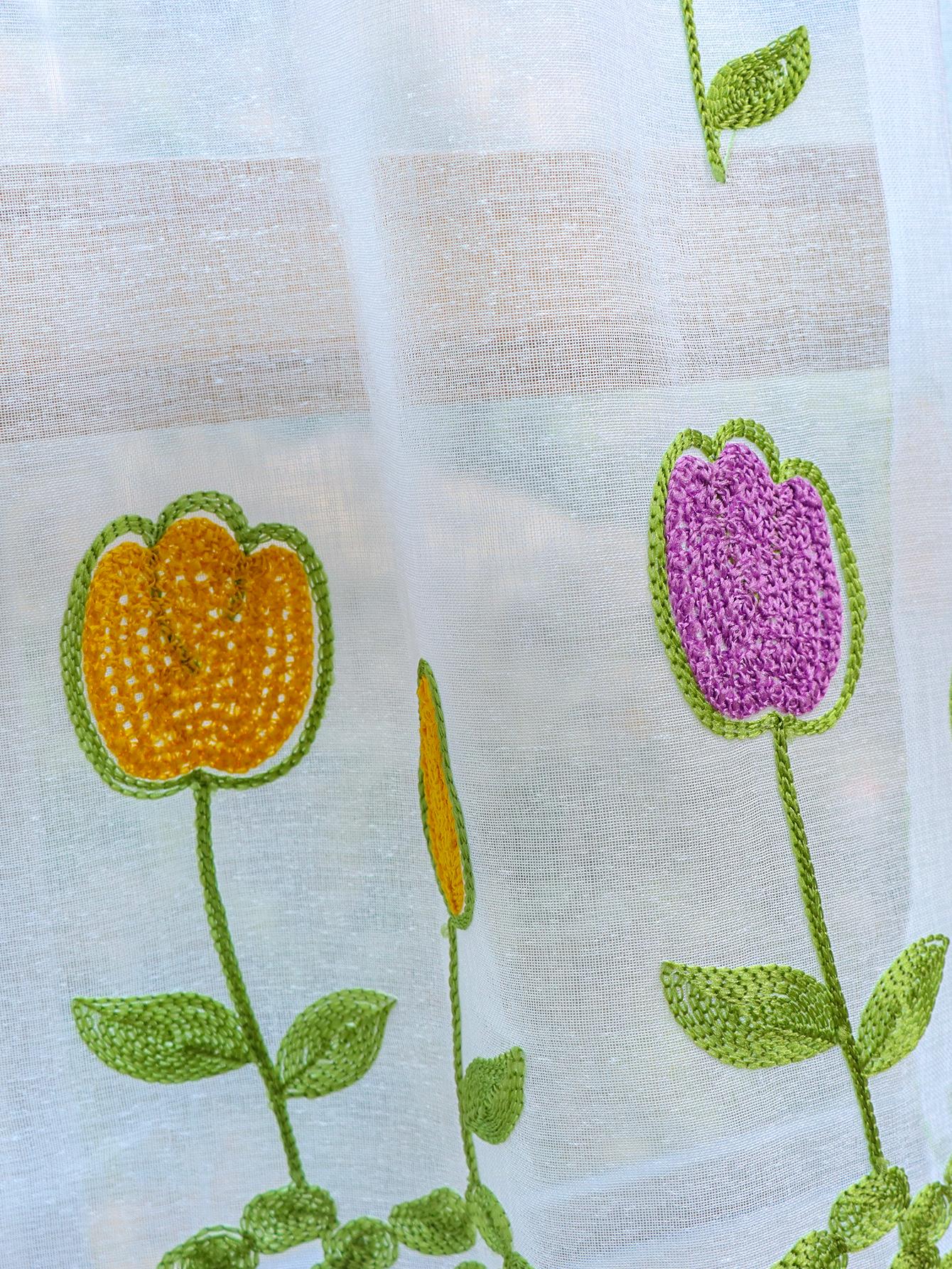 

Маленькая вышивка с цветами, помпон, короткая занавеска, кухня, гостиная, шкаф, светонепроницаемая перегородка, тюль, маленькие занавески 230x60cm