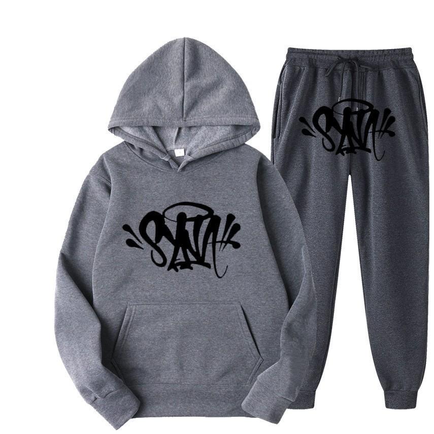 SynaWord High Street Fashion Trendy Brand Suit Men's Ins Trend Hip Hop Hoodie Syna Print Sweater Suit