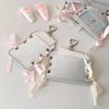 Lace Photocard Holder INS Style Silver PU Transparent Student ID Card Cover Case with Keychains DIY Bow Ribbon Decor