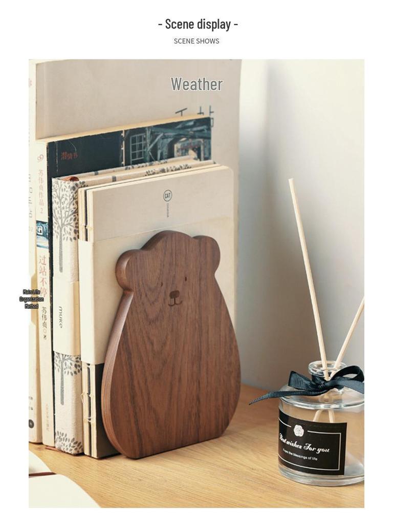 Black Walnut Wooden Anti-Fall Book Stand for Dorm or Office