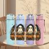 1PC Pumpkin Halloween Ghost 750ml Color Plastic Sports Water Bottle Leakproof Flip Straw Lid Suitable for Sports Office Home Use