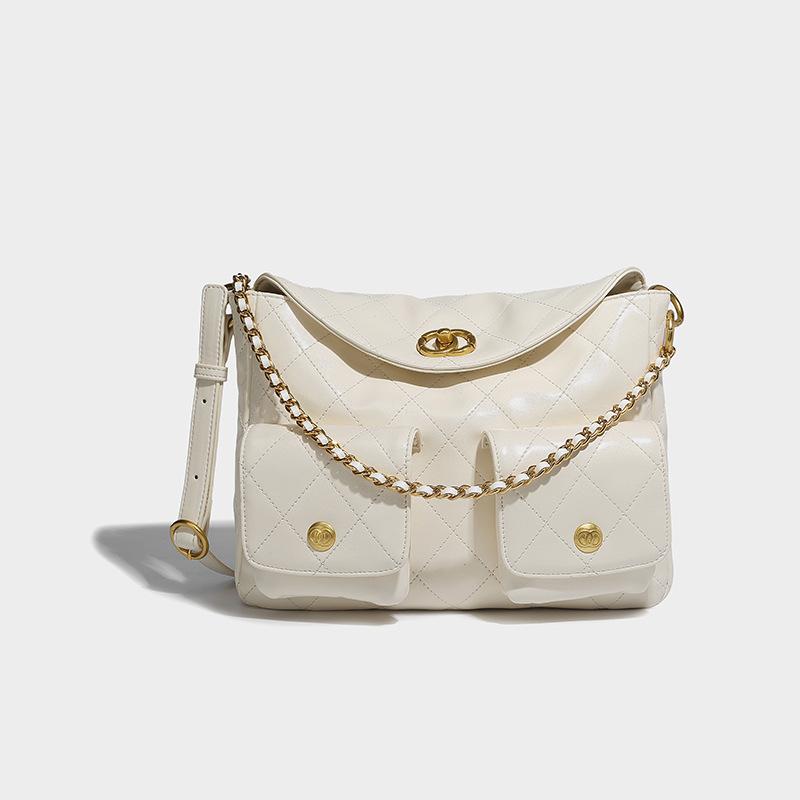 

Women s 2024 high-quality fashion celebrity Xiaoxiangfeng diamond foreign style versatile single shoulder messenger bag білий