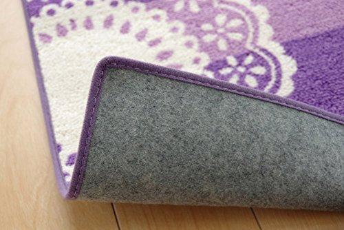 IKEHIKO Desk Carpet, Girl's Eiffel Pattern, Rectangular, "Jeanne Two," Purple, Approx. 133 x 170 cm #4720839