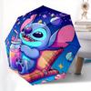 Stitch,Cosmic Fully automatic themed umbrella - 8 ribs durable iron frame, tri-fold compact design, perfect as a gift, travel umbrella, unis