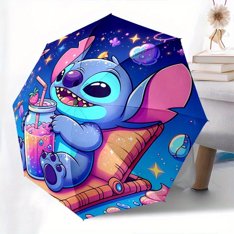 Stitch,Cosmic Fully automatic themed umbrella - 8 ribs durable iron frame, tri-fold compact design, perfect as a gift, travel umbrella, unis