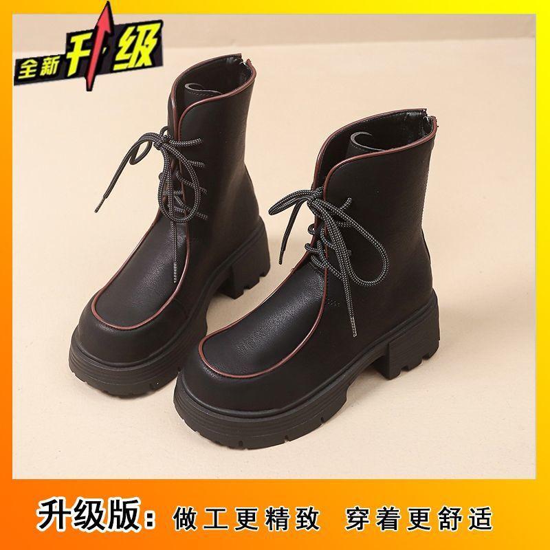 Internet Celebrity Retro Martin Heightening Mid-tube Boots 2025 New Fashion British Style Muffin Platform Versatile Boots Women