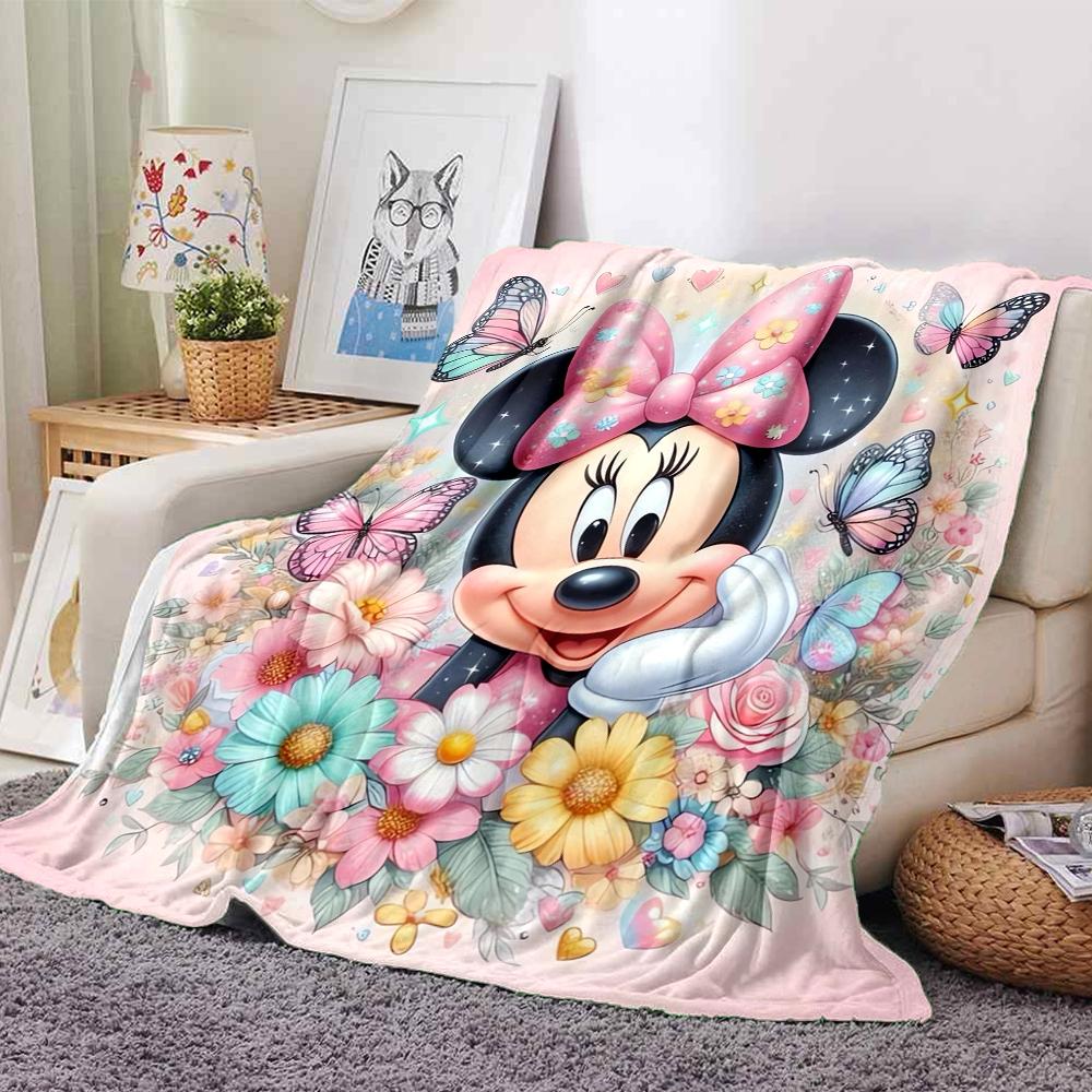 Minnie Mouse Floral Fantasy Blanket Soft Throw Blanket For Home Bedroom Bed Sofa Travel Office Solid Christmas Blanket