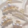 Half-Up Hair Metal Small Side Hair Clip Imitation Pearl Texture Elegant Back of the Head Shark Clip Hair Accessory