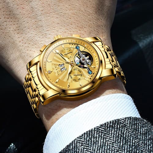 OLEVS Men's Watch Automatic & Manual Winding Mechanical Men's Fashion Stylish Waterproof Luminous Brand Men's Watch Business Stainless Steel watch for