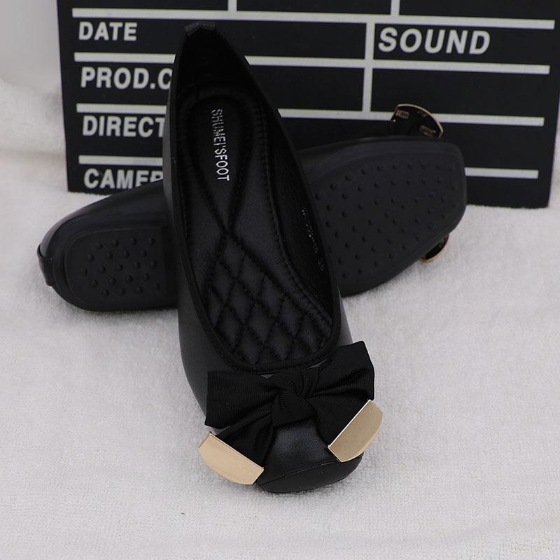 Fashion Flat Shoes for Women Spring Autumn 2025 New Flat  Bow Boat Shoes Square Toe Pregnant Women's Ballet Gold Plus Size for Women