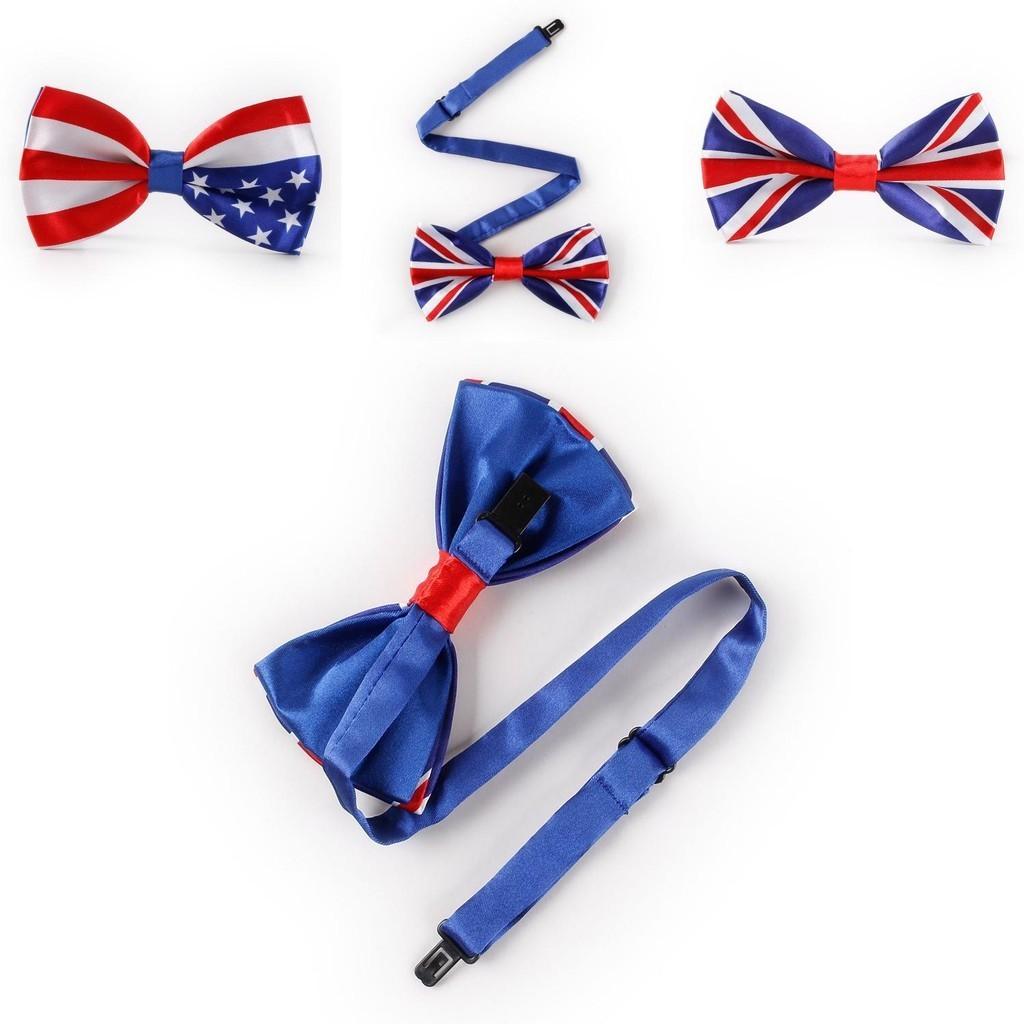 Stylish Union Jack Usa Flag Silk Bow Tie For Fancy Dress Costumes