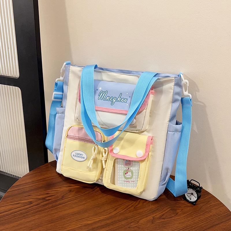 College Style Female College Student Large-capacity Contrasting Color Computer Travel Bag Lightweight Shoulder Messenger Bag Leisure Bag