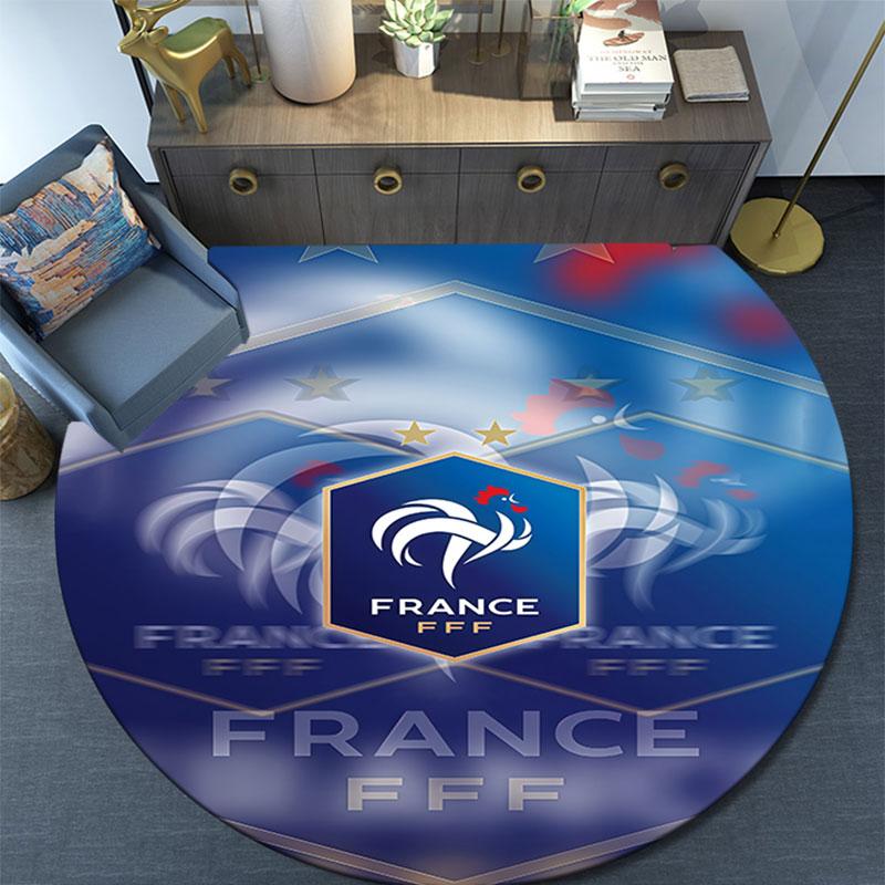 France Football Logo Round Rug, Non Slip Washable Circular Carpet For Living Room Bedroom Playroom, Sports Fan Decor, Holiday Birthday Gift