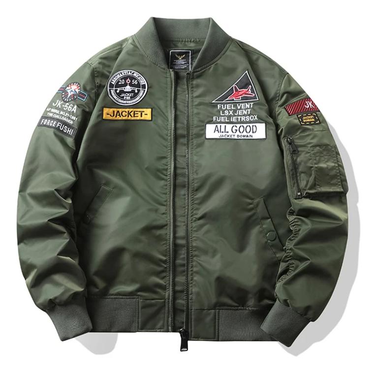 Herrjacka Höst Air Force Bomberjacka Herrbroderi Baseball Uniform Casual jacka