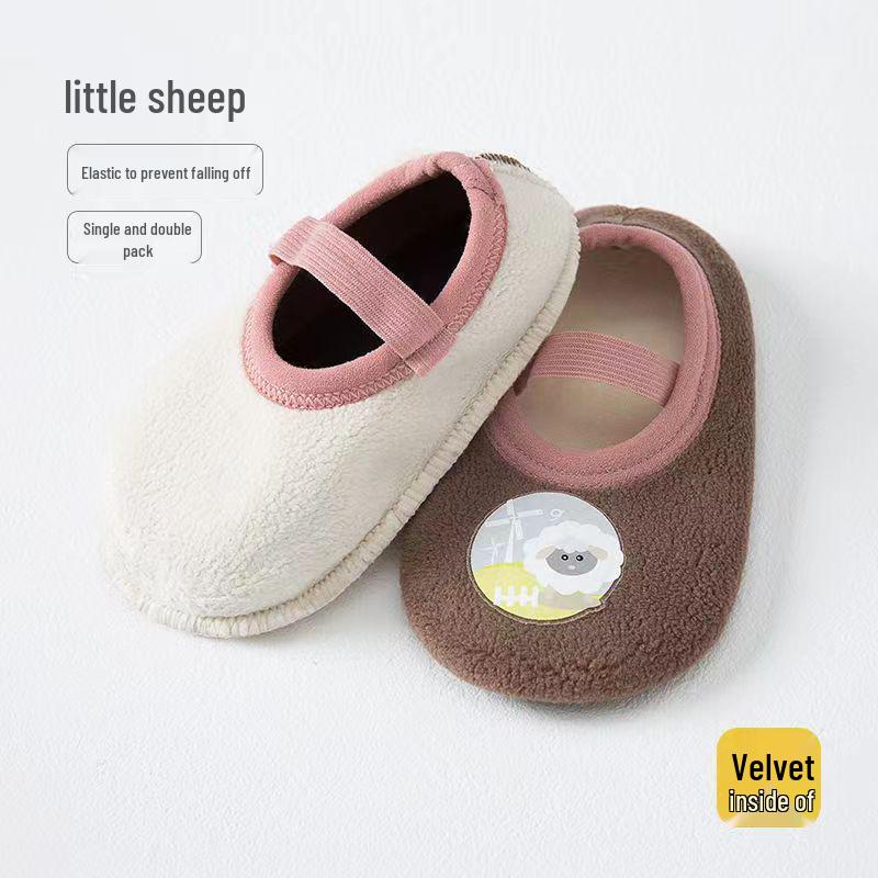 Geräuschlose Indoor Anti-Rutsch Baby Hausschuhe: Winterstil für Säuglinge im Alter von 1 Monat bis 1 Jahr