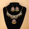 Bohemian Vintage Floral Necklace and Earring Set , Retro Ethnic Style Jewelry for Women