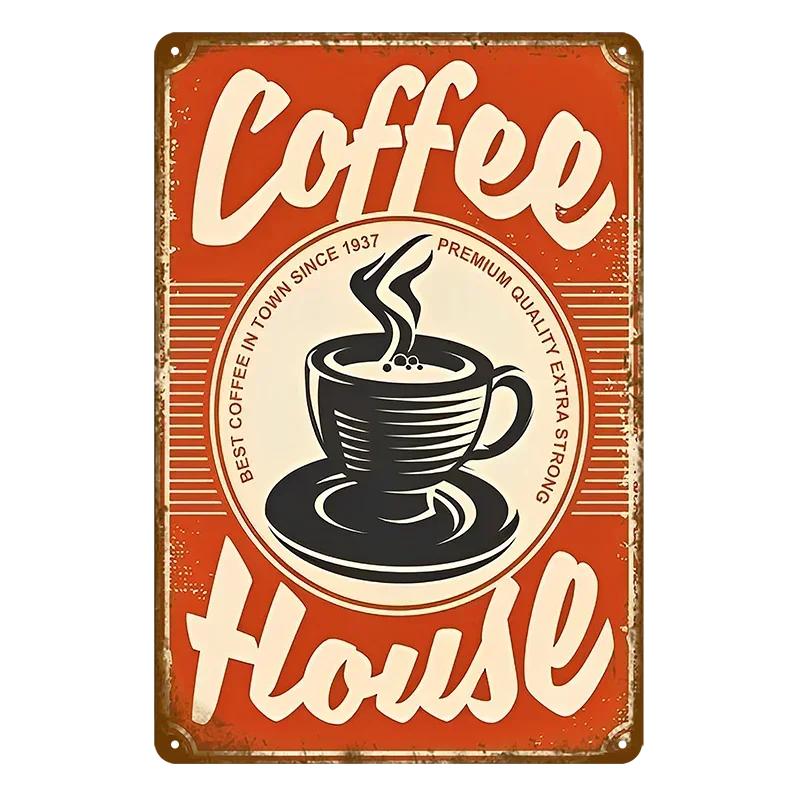Hisun Tin Sign HD Tin Sign Vintage Coffee House Wall Decor Retro Coffee Shop Espresso Metal Poster for Kitchen Cafe Bar