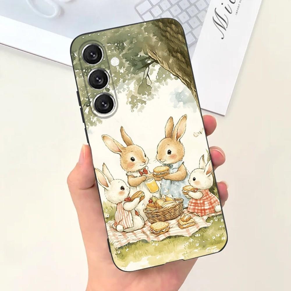 Cute P-PeterS Rabbit Phone Case For Samsung S25,S24,S21,S22,S23,S30,Ultra,S20,Plus,Fe,Lite,Note,10,9,5G Black Cover