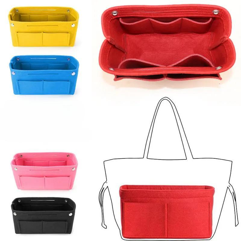 1PC Multifunction Women Felt Insert Bag Multi-Pocket Makeup Cosmetic Bags Travel Inner Purse Portable Handbag Storage Organizer