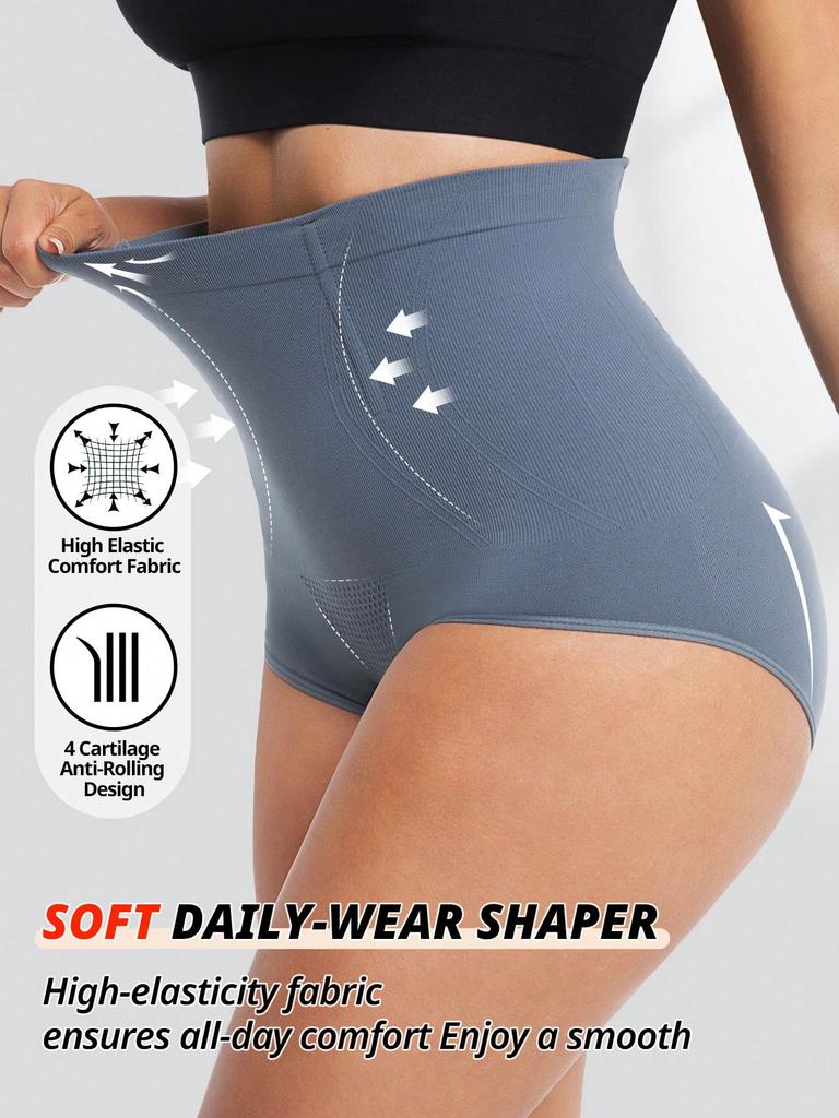 Flarixa Graue Shapewear Unterteil für Damen Hohe Taille Nahtlose Slips Bauchkontrolle Slips Hüft-Po-Lifter Schlankmachender Mieder Damen Oberschenkelmitte Body Shaper