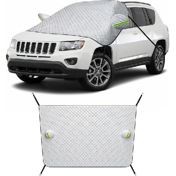 Car Windshield Cover for Snow and Ice, Magnetic Windscreen Snow Covers with Side Mirror Cover, Universal Windproof Cover for Automotive Windshield, серебряный