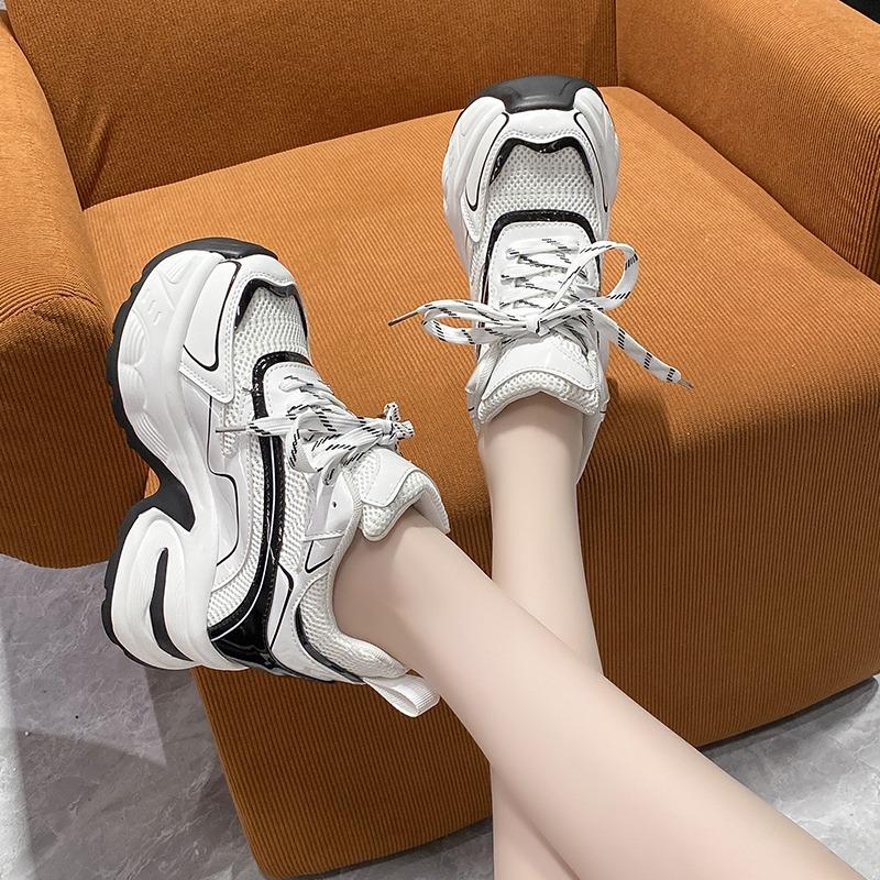 Fashion Spring Women Chunky Casual Sneakers Platform Sports Shoes Summer Thick Bottom Breathable Mesh Casual Shoes 10CM High Heels Woman