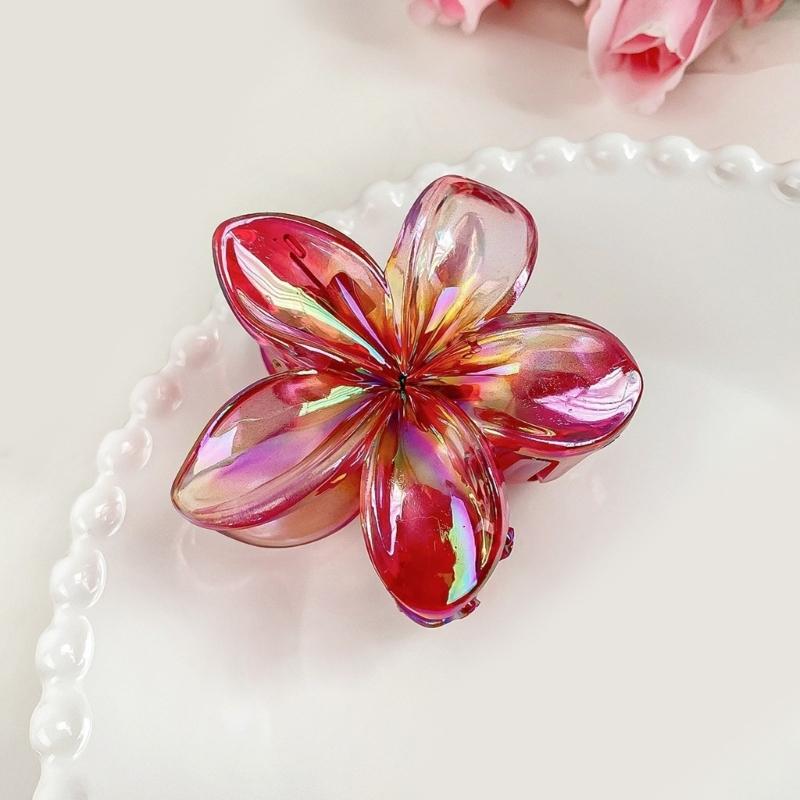 Pince à Cheveux Pince Crabe Thème Princesse Pince Crabe à Cheveux Jolie Frangipanier Attache Cheveux Barrettes Épingle à Cheveux Maintien Fort pour Filles