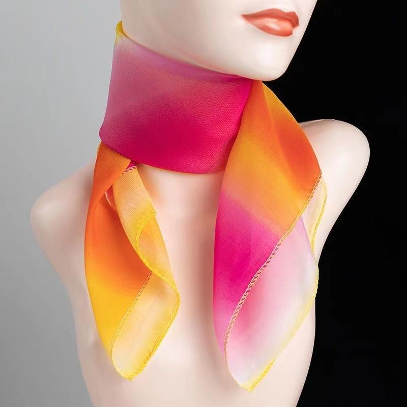 Spring and Autumn Women's Printed Square Scarf Printed Silk Scarf Square Scarf Sunscreen Scarf