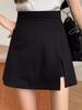 Women's 2024 Spring High-Waist Black A-Line Skirt - Korean Style
