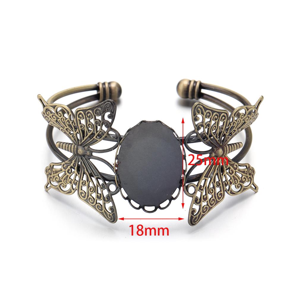 18x25mm Kupferbeschichtete Armreifbasis Doppel Schmetterling Oval Armbänder Fassung Leere Fassungsschale Für DIY Schmuckherstellung Zubehör