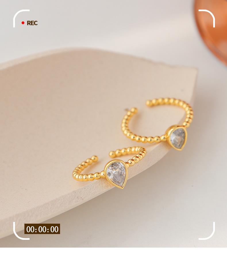 Minimalist Rhinestone Water Drop Index Finger Ring