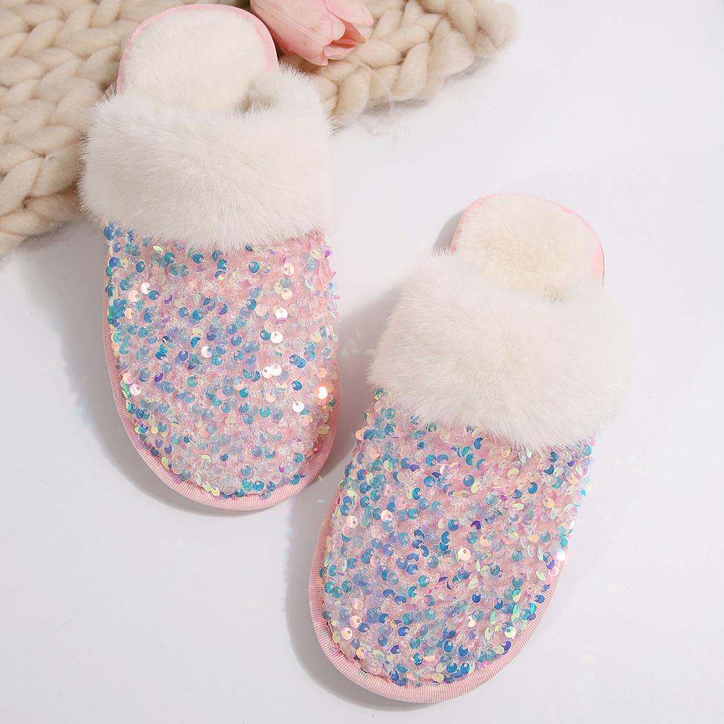 Women Cotton Slippers 2025 Winter New Bling Lightweight Comgfortable Thicken Plush Shoes Indoor Warm Non Slip Home Shoes