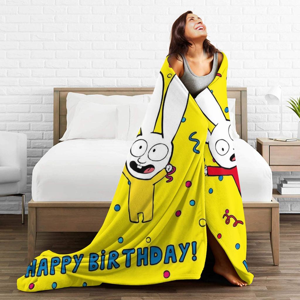 S-Simon Super Rabbit Super Soft Blanket For Couch Bed Trend Throw Blanket Winter Travel Car Flannel Bedspread